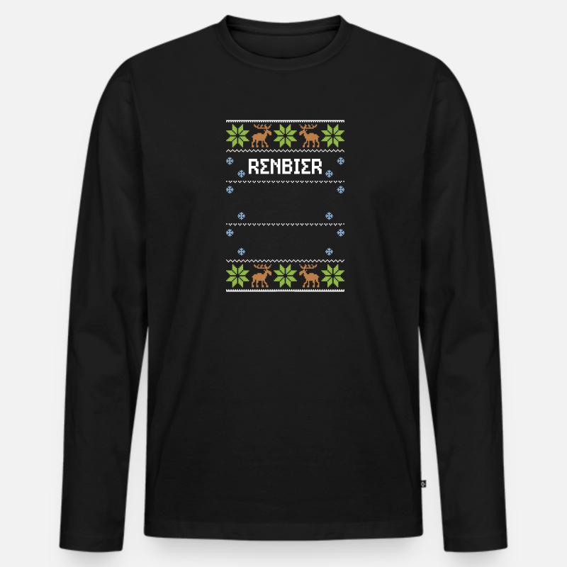 Renbier - Ugly Christmas - Männer Premium Bio Langarmshirt - Schwarz