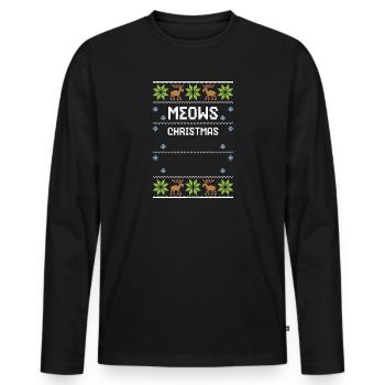 Miaou Noël - Noël moche - T-shirt manches longues Premium bio Homme - noir - Devant - Nico (187cm)