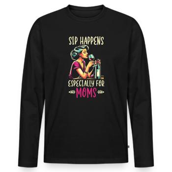 Mother's Day, Wine Drinker, Maternity, Best Mom - Men's Premium Organic Long Sleeve Shirt - black - Front - Nico (187cm)
