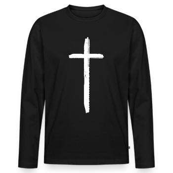 cross - Men's Premium Organic Long Sleeve Shirt - black - Front - Nico (187cm)