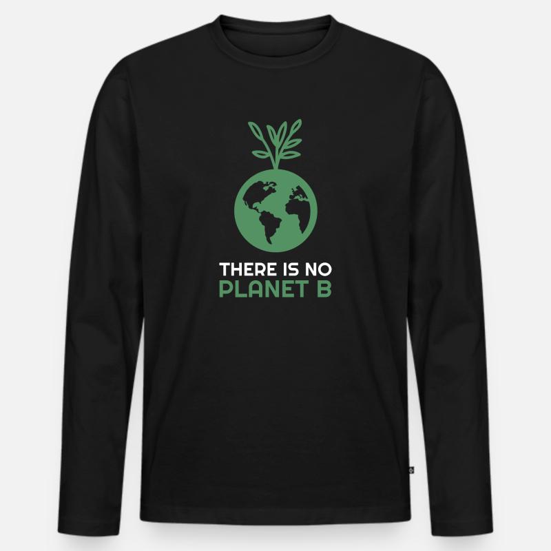 There is no Planet B - Erde mit Baum - Männer Premium Bio Langarmshirt - Schwarz
