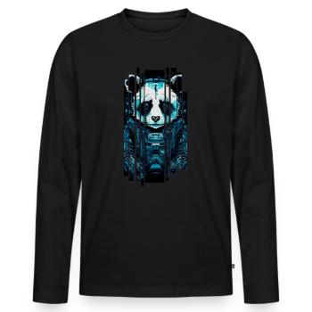 Cyber panda - Men's Premium Organic Long Sleeve Shirt - black - Front - Nico (187cm)