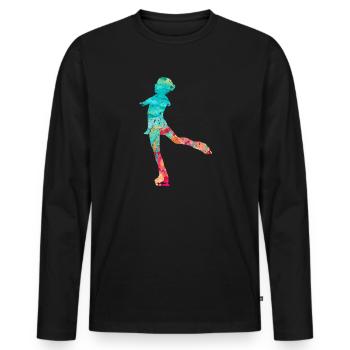 Eiskunstlauf PopArt - Männer Premium Bio Langarmshirt - Schwarz - Vorne - Nico (187cm)