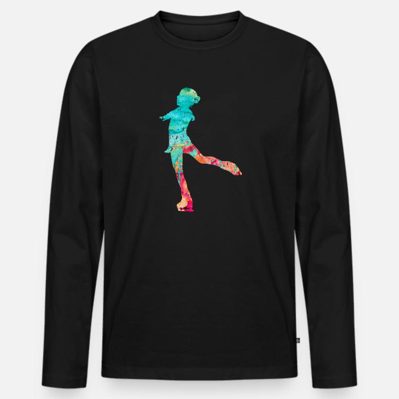 Eiskunstlauf PopArt - Männer Premium Bio Langarmshirt - Schwarz