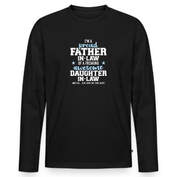 father in law - Men's Premium Organic Long Sleeve Shirt - black - Front - Nico (187cm)