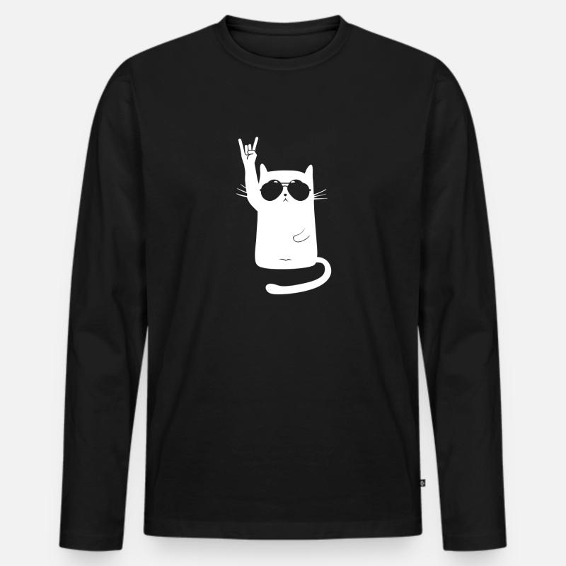 Metal Katze - Männer Premium Bio Langarmshirt - Schwarz