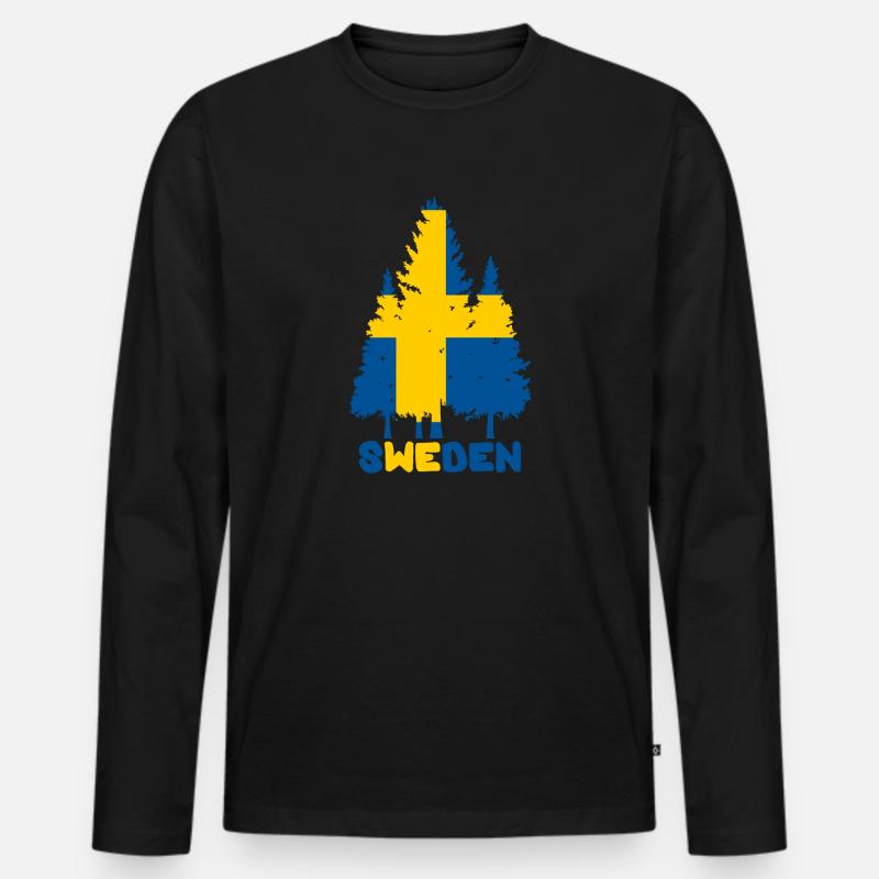 Schweden - Männer Premium Bio Langarmshirt - Schwarz