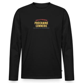 Connerie en Cours Veuillez Patienter - T-shirt manches longues Premium bio Homme - noir - Devant - Nico (187cm)