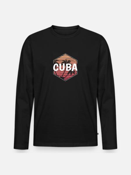 Cuba Beach Vacation Souvenir - Men's Premium Organic Long Sleeve Shirt - black
