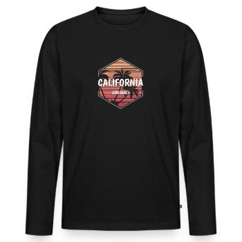 Long Beach Beach Vacances Souvenir - T-shirt manches longues Premium bio Homme - noir - Devant - Nico (187cm)