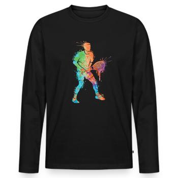 Joueur de tennis Garçons Filles Joueur de tennis Enfants - T-shirt manches longues Premium bio Homme - noir - Devant - Nico (187cm)