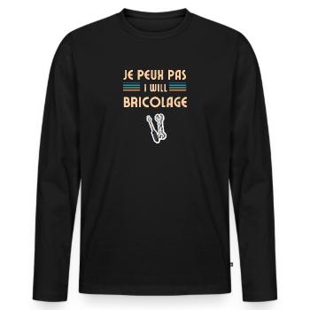 Ich kann nicht DIY - Männer Premium Bio Langarmshirt - Schwarz - Vorne - Nico (187cm)