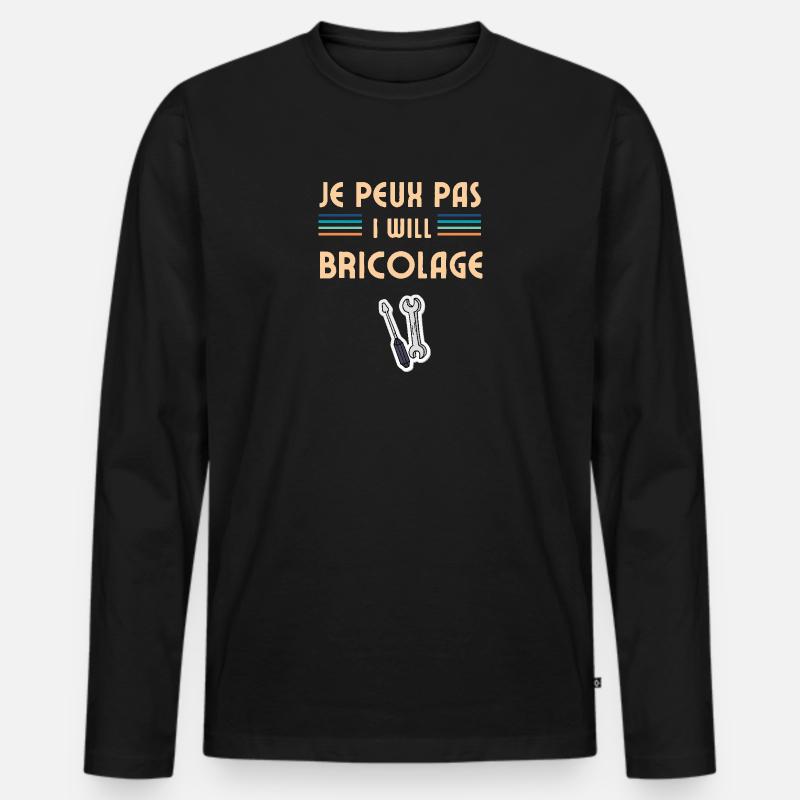 Ich kann nicht DIY - Männer Premium Bio Langarmshirt - Schwarz
