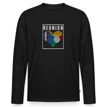 Réunion - T-shirt manches longues Premium bio Homme - noir - Devant - Nico (187cm)
