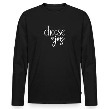 Choose Joy - Men's Premium Organic Long Sleeve Shirt - black - Front - Nico (187cm)