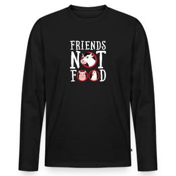 Friends Not Food - Vegan Statement - Men's Premium Organic Long Sleeve Shirt - black - Front - Nico (187cm)