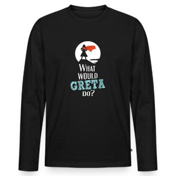 Que ferait Greta? - Édition White Superhero - T-shirt manches longues Premium bio Homme - noir - Devant - Nico (187cm)