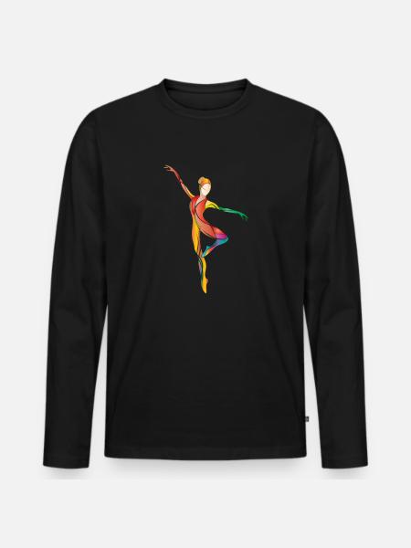 ballerine dansante aux couleurs vives - T-shirt manches longues Premium bio Homme - noir