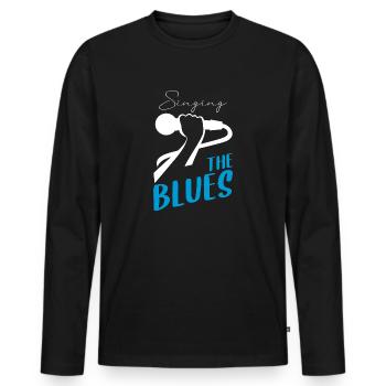 Chanter le blues - T-shirt manches longues Premium bio Homme - noir - Devant - Nico (187cm)
