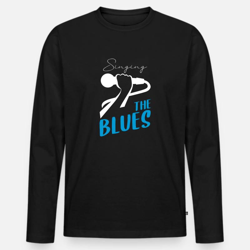 Singing the Blues - Männer Premium Bio Langarmshirt - Schwarz