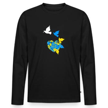 Ukraine - Männer Premium Bio Langarmshirt - Schwarz - Vorne - Nico (187cm)