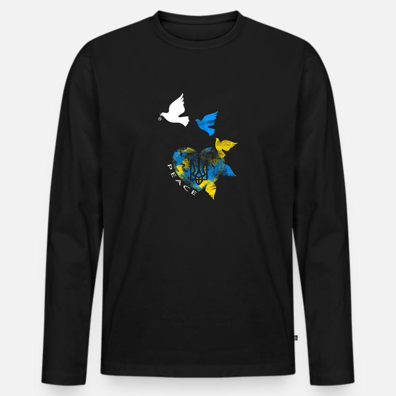 Ukraine - Männer Premium Bio Langarmshirt - Schwarz