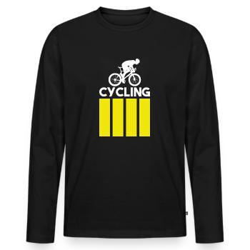 Cycling - Modern - Männer Premium Bio Langarmshirt - Schwarz - Vorne - Nico (187cm)