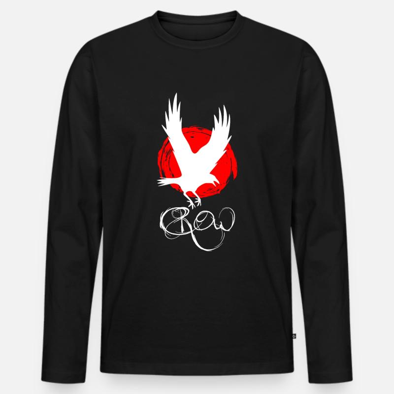Rabe Krähe Crow - Männer Premium Bio Langarmshirt - Schwarz