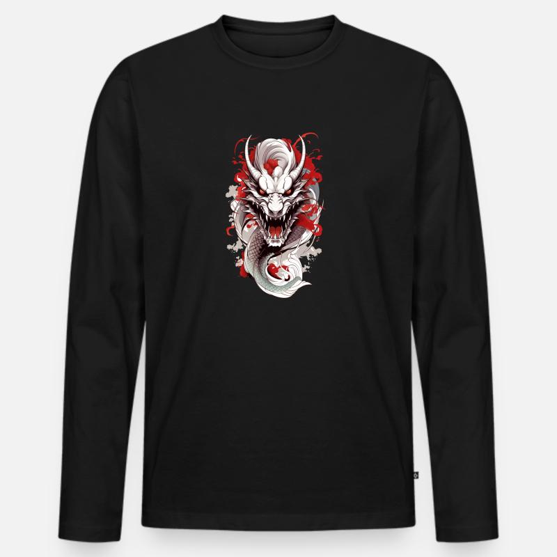 Japanischer Drache - Männer Premium Bio Langarmshirt - Schwarz