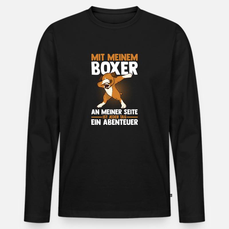 HundDeutscher Boxer - Männer Premium Bio Langarmshirt - Schwarz