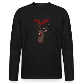 Deer Evil Dark Christmas Saying - Men's Premium Organic Long Sleeve Shirt - black - Front - Nico (187cm)