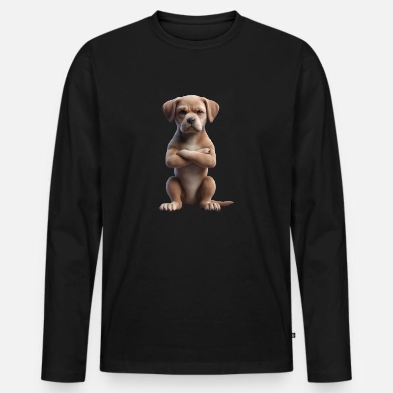 Hund grimmig 3 - Männer Premium Bio Langarmshirt - Schwarz