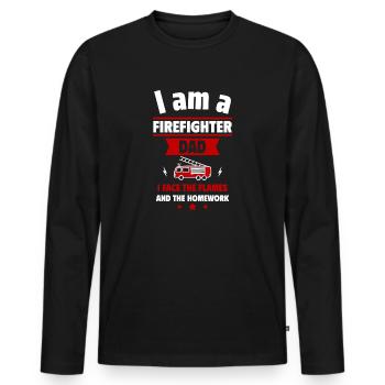 Dad Firefighter Father's Day Gift, Fire Brigade - Men's Premium Organic Long Sleeve Shirt - black - Front - Nico (187cm)