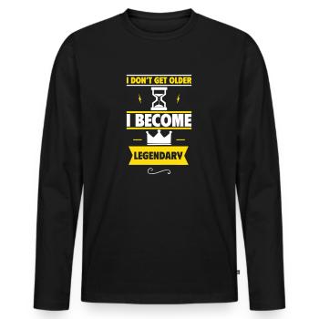 Originelles Geburtstagsgeschenk, legendär - Männer Premium Bio Langarmshirt - Schwarz - Vorne - Nico (187cm)