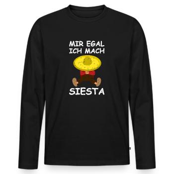 I don't care about siesta - Men's Premium Organic Long Sleeve Shirt - black - Front - Nico (187cm)