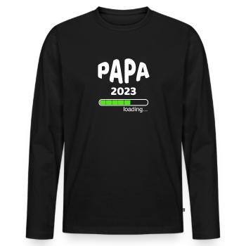 Papa 2023 Geburt Schwangerschaft Babypinkeln Idee - Männer Premium Bio Langarmshirt - Schwarz - Vorne - Nico (187cm)