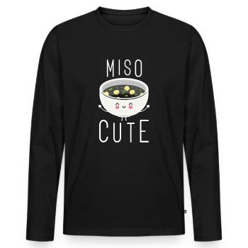 Miso Cute - Men's Premium Organic Long Sleeve Shirt - black - Front - Nico (187cm)