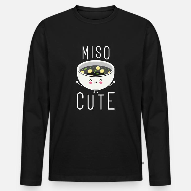 Miso Niedlich - Männer Premium Bio Langarmshirt - Schwarz