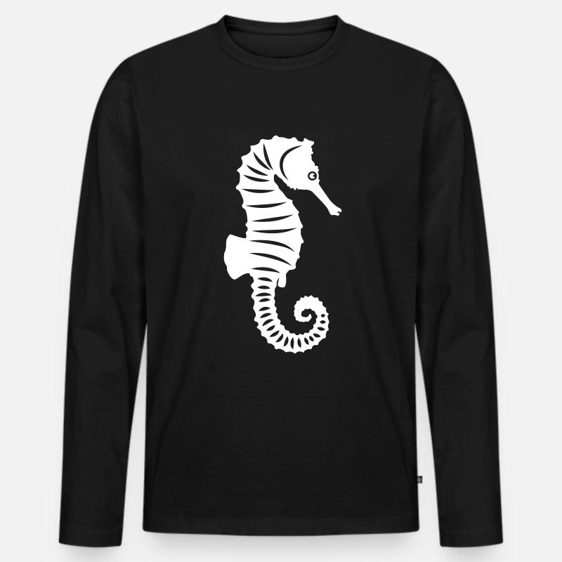 Seepferd tier - Männer Premium Bio Langarmshirt - Schwarz