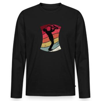 Jazz Saxophonist Retro - Men's Premium Organic Long Sleeve Shirt - black - Front - Nico (187cm)