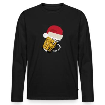 Christmas Beer | Santa Claus, Gift - Men's Premium Organic Long Sleeve Shirt - black - Front - Nico (187cm)