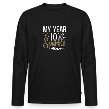 Motivation Spruch Neues Jahr Neujahr Silvester - Männer Premium Bio Langarmshirt - Schwarz - Vorne - Nico (187cm)