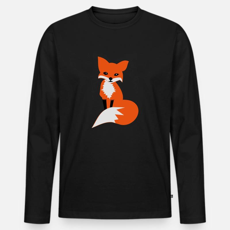 fox - Männer Premium Bio Langarmshirt - Schwarz