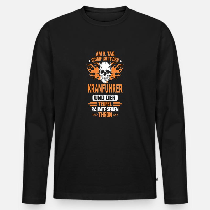 KRANFÜHRER - Männer Premium Bio Langarmshirt - Schwarz