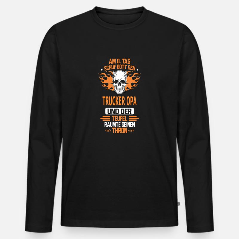 TRUCKER OPA - Männer Premium Bio Langarmshirt - Schwarz