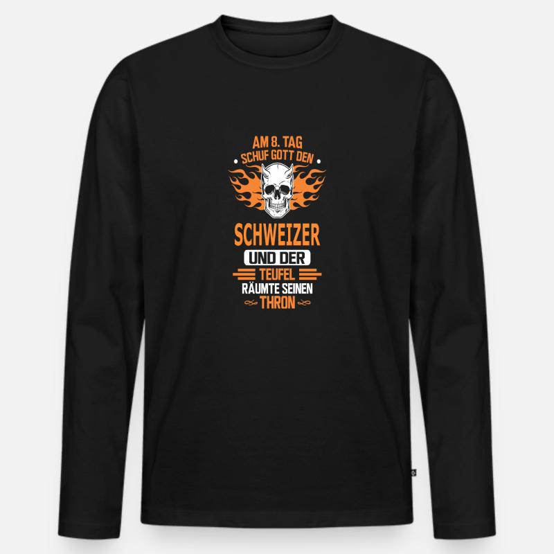 SCHWEIZER - Männer Premium Bio Langarmshirt - Schwarz