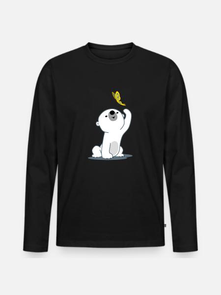 Mignon Petit Ours Polaire par Cheerful Madness!! - T-shirt manches longues Premium bio Homme - noir