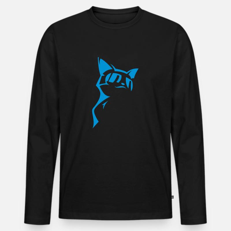 Cool Cat - Männer Premium Bio Langarmshirt - Schwarz