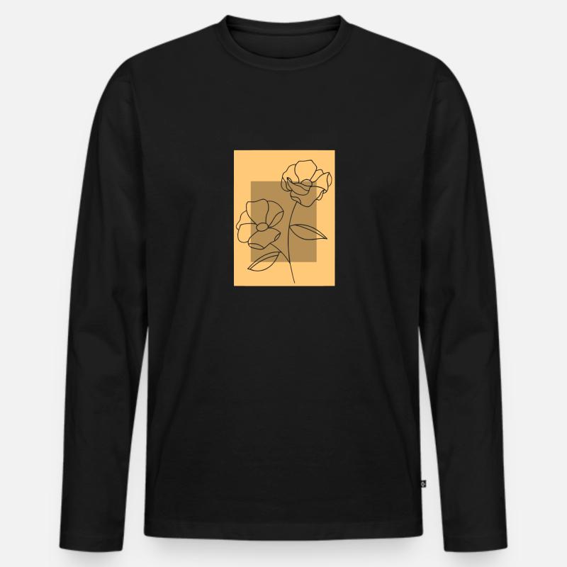 LinienBlumen5 - Männer Premium Bio Langarmshirt - Schwarz