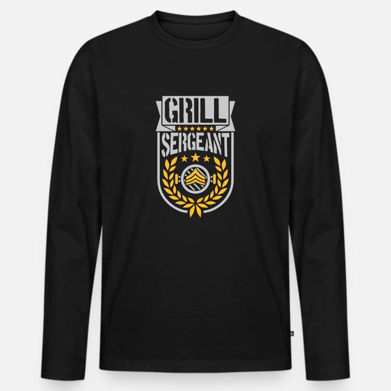 Grill Sergeant Lorbeerkranz Barbecue - Männer Premium Bio Langarmshirt - Schwarz